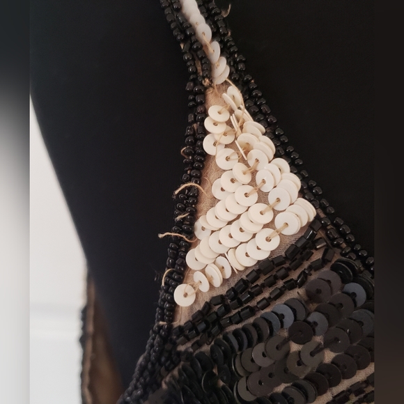 PARKER Art Deco Flapper style GATSBY SEQUIN MINI DRESS Tunic M 4 6 - Picture 5 of 8